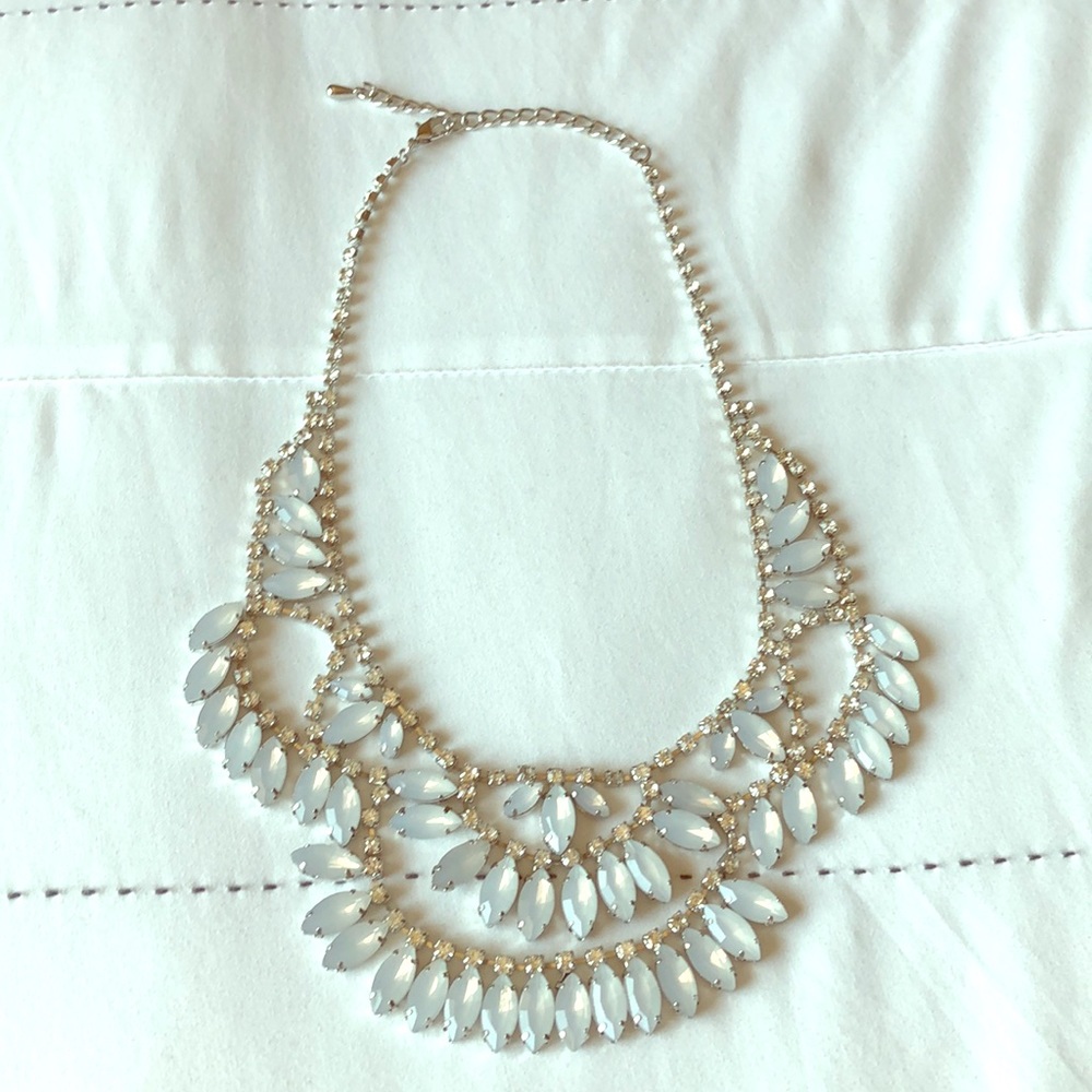 White jeweled statement necklace
